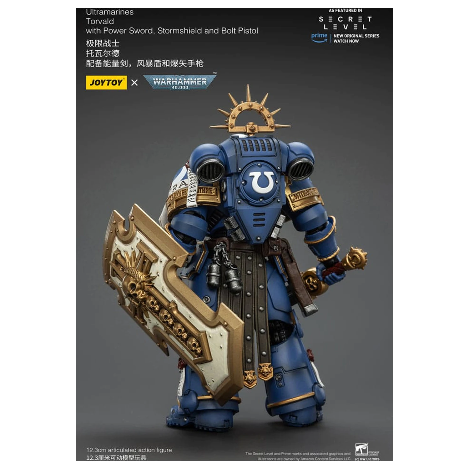 Warhammer 40,000 Figurina de acțiune Ultramarines Torvald cu sabie energetică, scut Stormshield si pistol Bolt 13 cm poza produsului