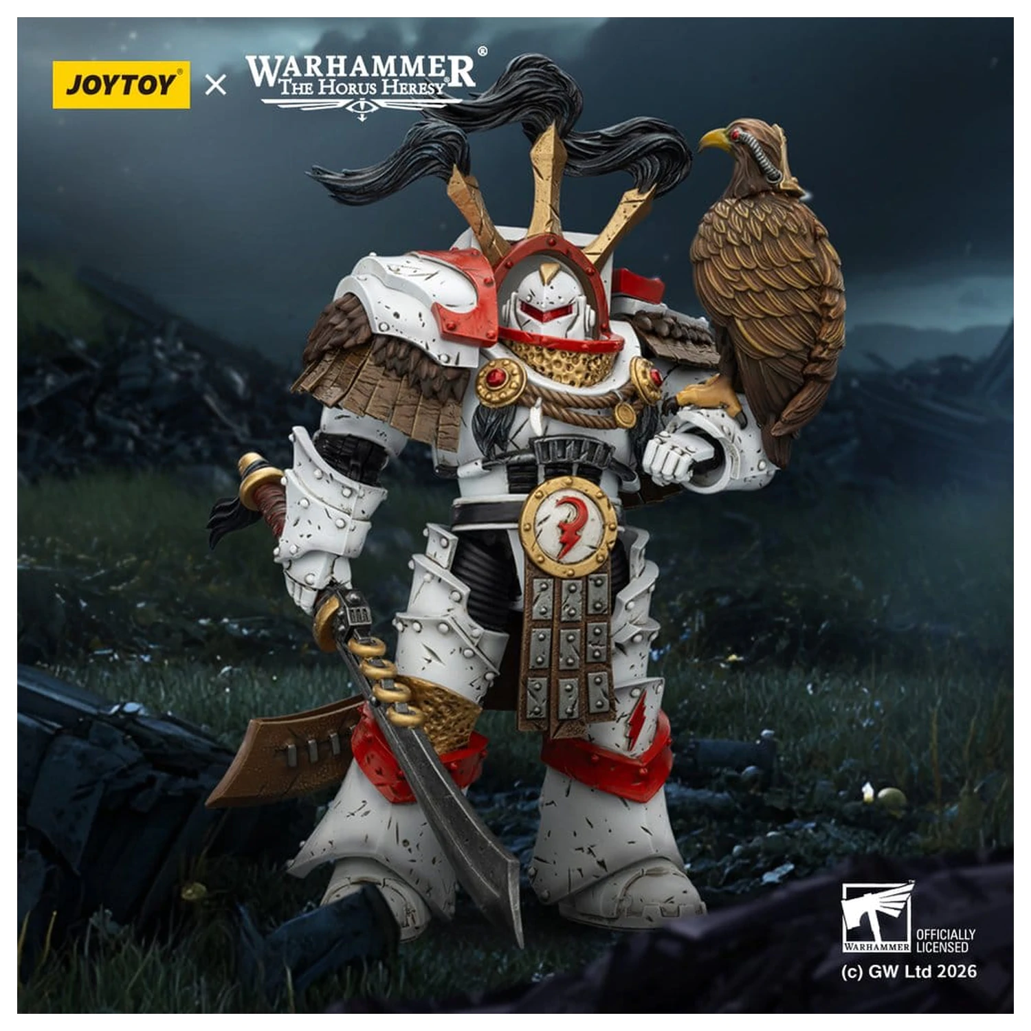 Warhammer 40,000 Figurina de actiune White Scars Legion Praetor in Cataphractii Terminator Armour with Cyber Hawk Chogorian sword and combi-melta 14 cm poza produsului