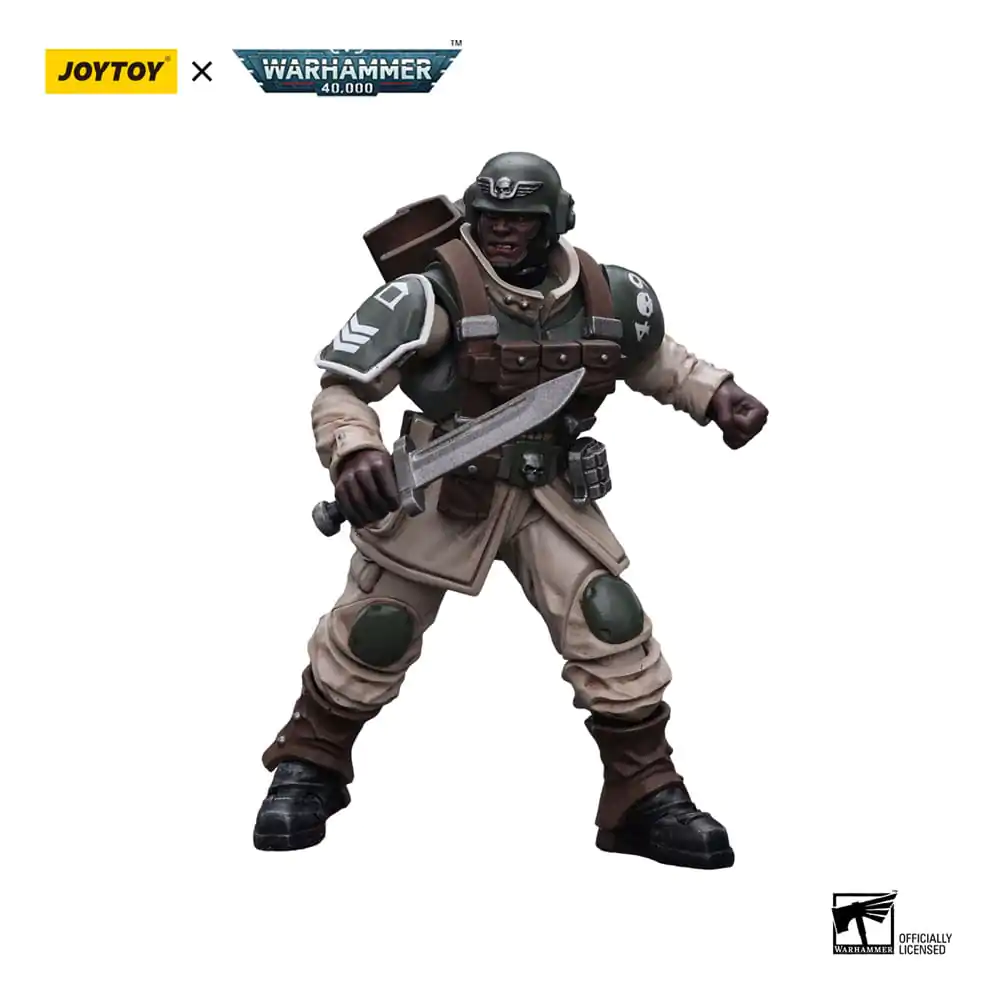 Warhammer 40k Figurina de Acțiune 1/18 Astra Militarum Cadian Command Squad Veteran cu Stindard Regimentar 12 cm poza produsului