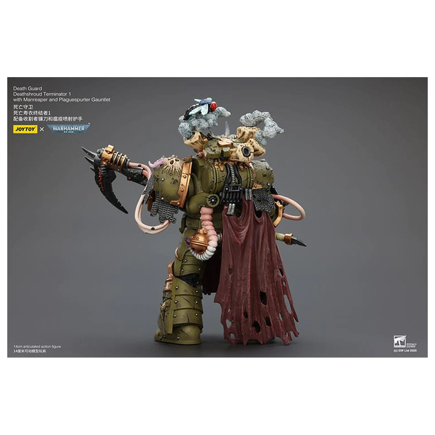Warhammer 40k Figurina de actiune 1/18 Death Guard Deathshroud Terminator 1 cu Manreaper si Plaguespurter Gauntlet 14 cm poza produsului