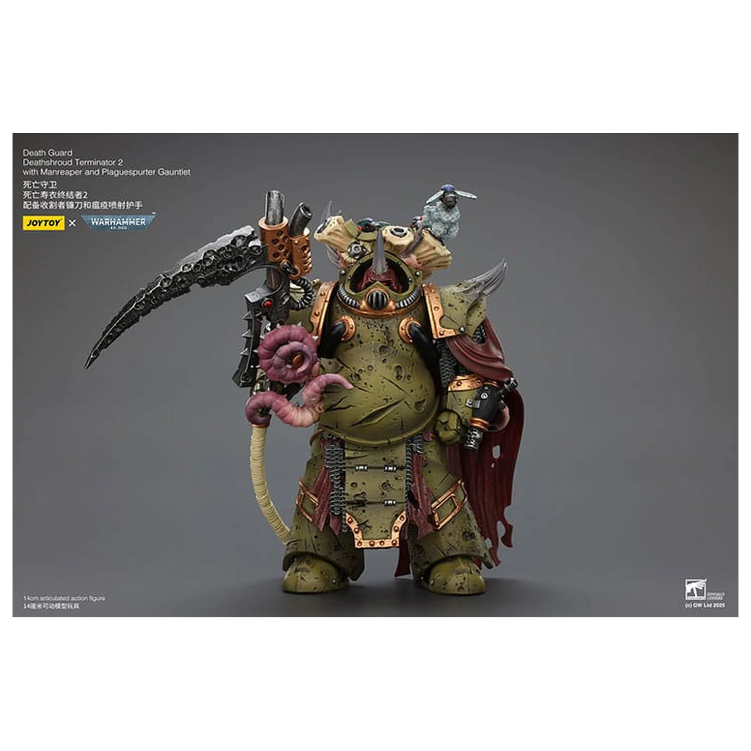 Warhammer 40k Action Figure 1/18 Death Guard Deathshroud Terminator 2 cu Manreaper si Plaguespurter Gauntlet 14 cm poza produsului