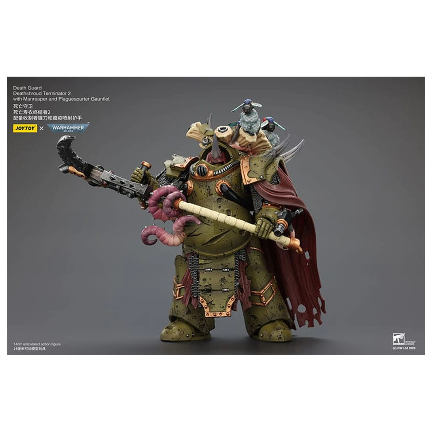 Warhammer 40k Action Figure 1/18 Death Guard Deathshroud Terminator 2 cu Manreaper si Plaguespurter Gauntlet 14 cm poza produsului
