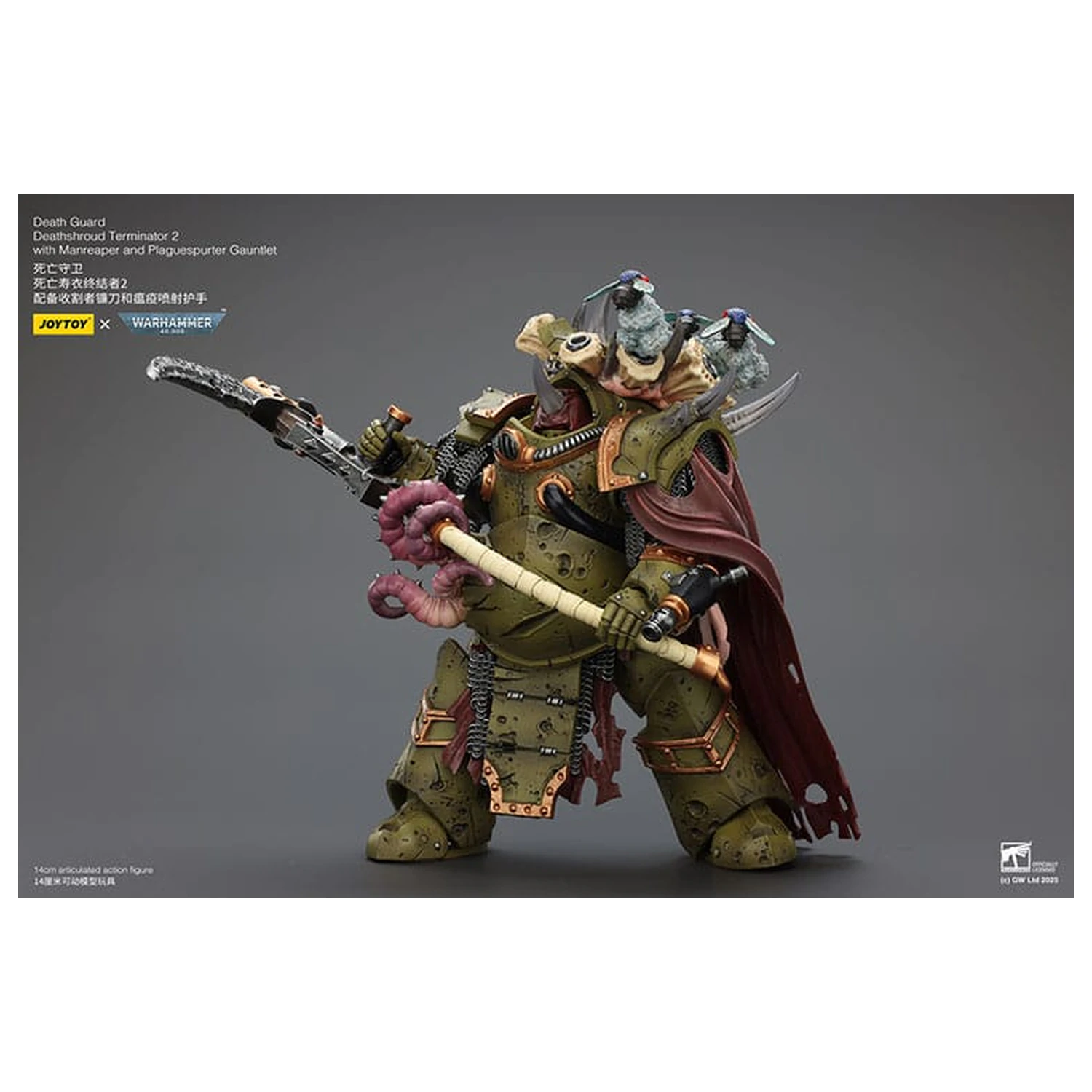 Warhammer 40k Action Figure 1/18 Death Guard Deathshroud Terminator 2 cu Manreaper si Plaguespurter Gauntlet 14 cm poza produsului