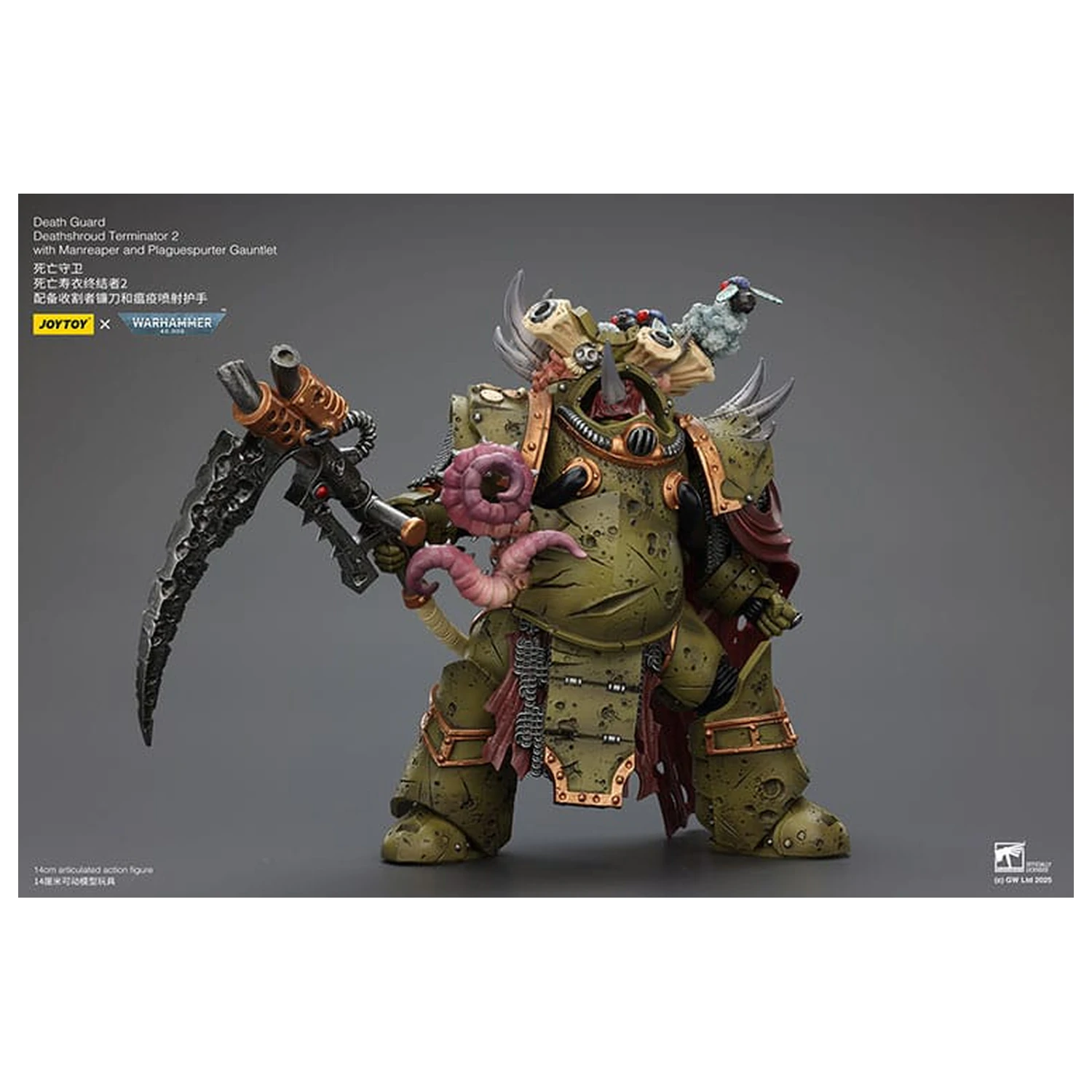 Warhammer 40k Action Figure 1/18 Death Guard Deathshroud Terminator 2 cu Manreaper si Plaguespurter Gauntlet 14 cm poza produsului