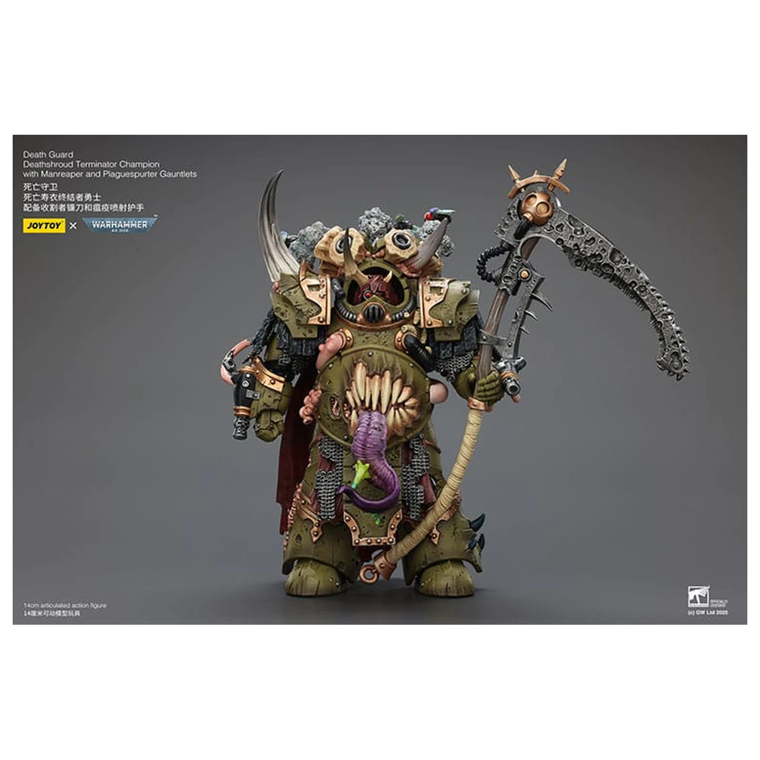 Warhammer 40k Figurina de acțiune 1/18 Death Guard Deathshroud Terminator Champion cu Manreaper si Plaguespurter Gauntlets 14 cm poza produsului