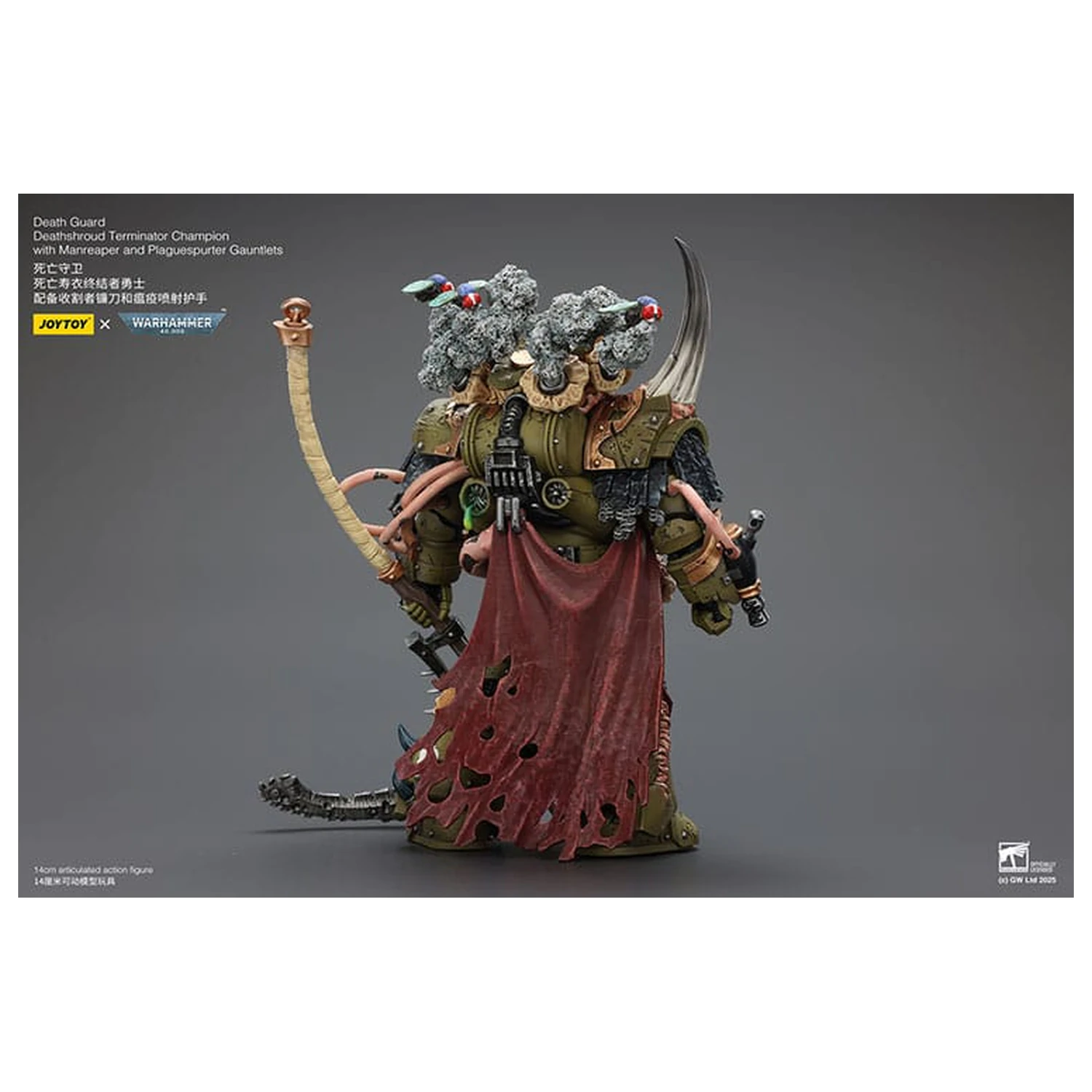 Warhammer 40k Figurina de acțiune 1/18 Death Guard Deathshroud Terminator Champion cu Manreaper si Plaguespurter Gauntlets 14 cm poza produsului