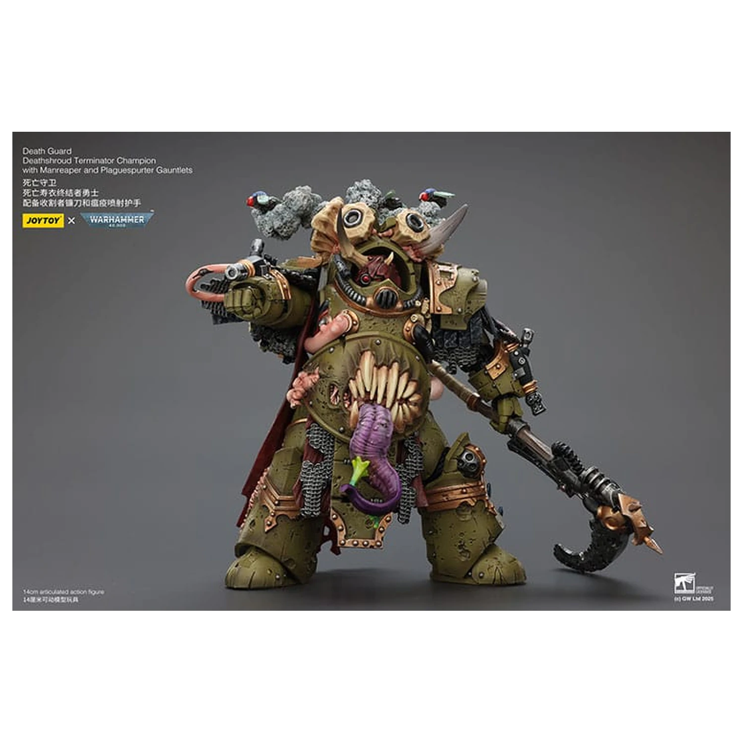 Warhammer 40k Figurina de acțiune 1/18 Death Guard Deathshroud Terminator Champion cu Manreaper si Plaguespurter Gauntlets 14 cm poza produsului