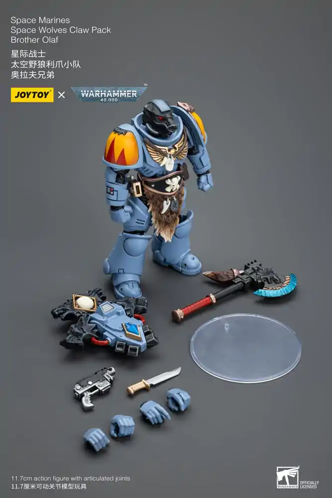 Figurină de acțiune Warhammer 40k 1/18 Space Marines Space Wolves Claw Pack Brother Olaf 12 cm poza produsului