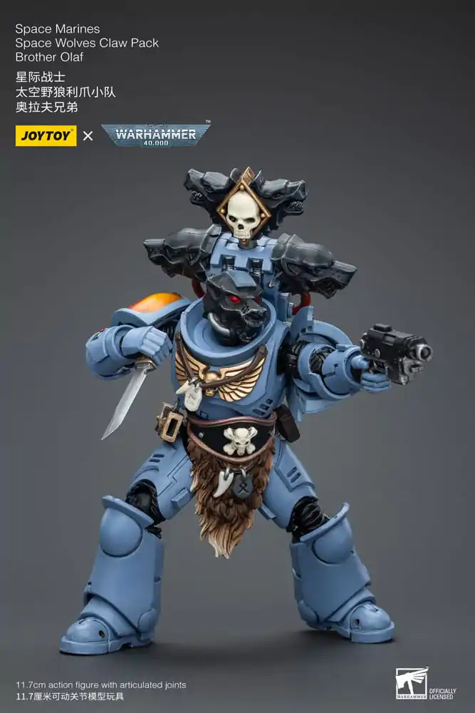 Figurină de acțiune Warhammer 40k 1/18 Space Marines Space Wolves Claw Pack Brother Olaf 12 cm poza produsului