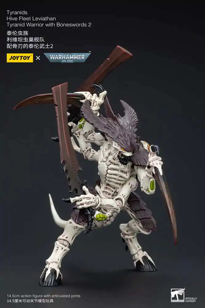 Figurină de acțiune Warhammer 40k 1/18 Tyranids Hive Fleet Leviathan Tyranid Warrior cu săbii osoase 2 15 cm poza produsului