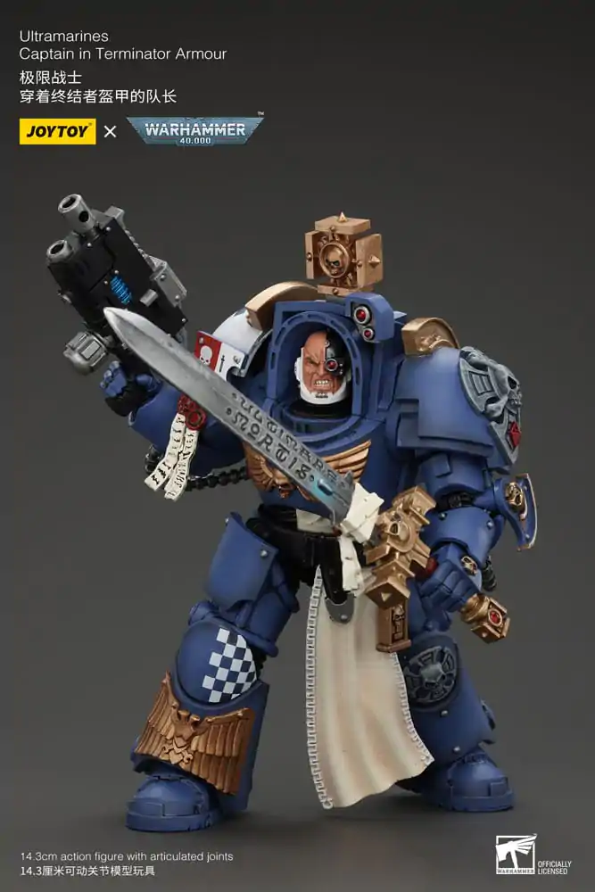 Figurină de acțiune Warhammer 40k 1/18 Ultramarines Captain în armură Terminator 14 cm poza produsului