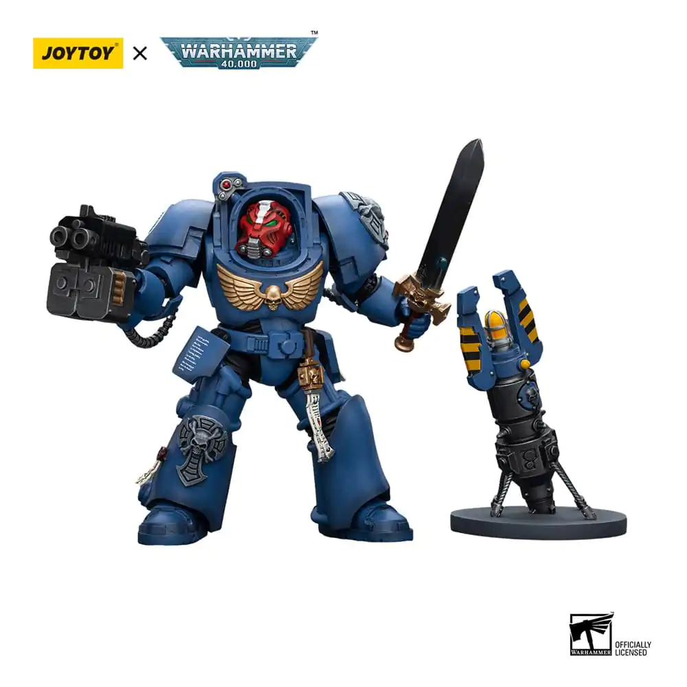 Figurină de acțiune Warhammer 40k 1/18 Ultramarines Terminator Squad Sergeant cu sabie energetică și Teleport Homer 12 cm poza produsului