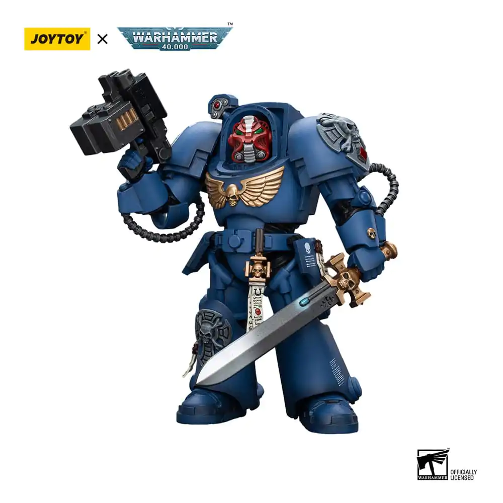 Figurină de acțiune Warhammer 40k 1/18 Ultramarines Terminator Squad Sergeant cu sabie energetică și Teleport Homer 12 cm poza produsului