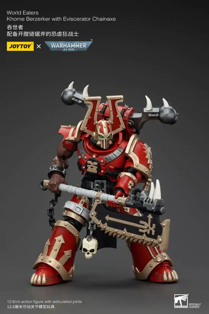 Figurină de acțiune Warhammer 40k 1/18 World Eaters Khorne Berzerker cu Eviscerator Chainaxe 13 cm poza produsului