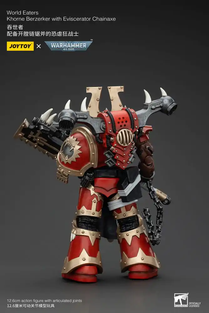 Figurină de acțiune Warhammer 40k 1/18 World Eaters Khorne Berzerker cu Eviscerator Chainaxe 13 cm poza produsului