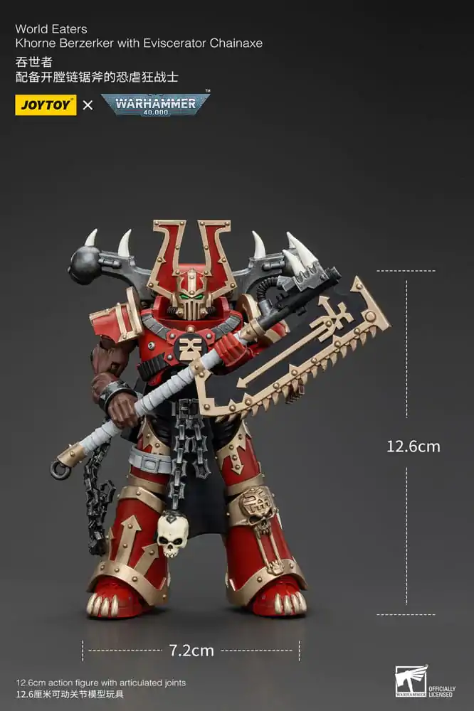 Figurină de acțiune Warhammer 40k 1/18 World Eaters Khorne Berzerker cu Eviscerator Chainaxe 13 cm poza produsului