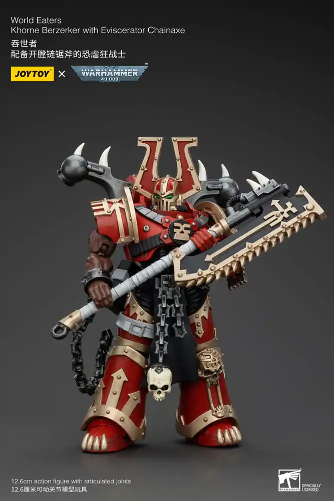 Figurină de acțiune Warhammer 40k 1/18 World Eaters Khorne Berzerker cu Eviscerator Chainaxe 13 cm poza produsului