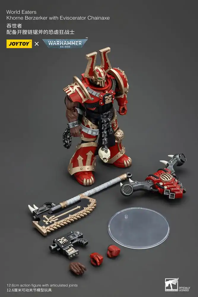 Figurină de acțiune Warhammer 40k 1/18 World Eaters Khorne Berzerker cu Eviscerator Chainaxe 13 cm poza produsului