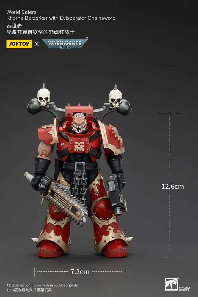 Figurină de acțiune Warhammer 40k 1/18 World Eaters Khorne Berzerker cu Eviscerator Chainsword 13 cm poza produsului