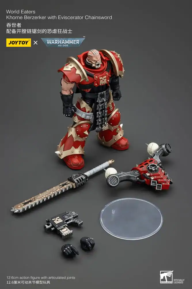 Figurină de acțiune Warhammer 40k 1/18 World Eaters Khorne Berzerker cu Eviscerator Chainsword 13 cm poza produsului