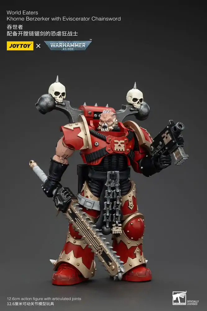 Figurină de acțiune Warhammer 40k 1/18 World Eaters Khorne Berzerker cu Eviscerator Chainsword 13 cm poza produsului