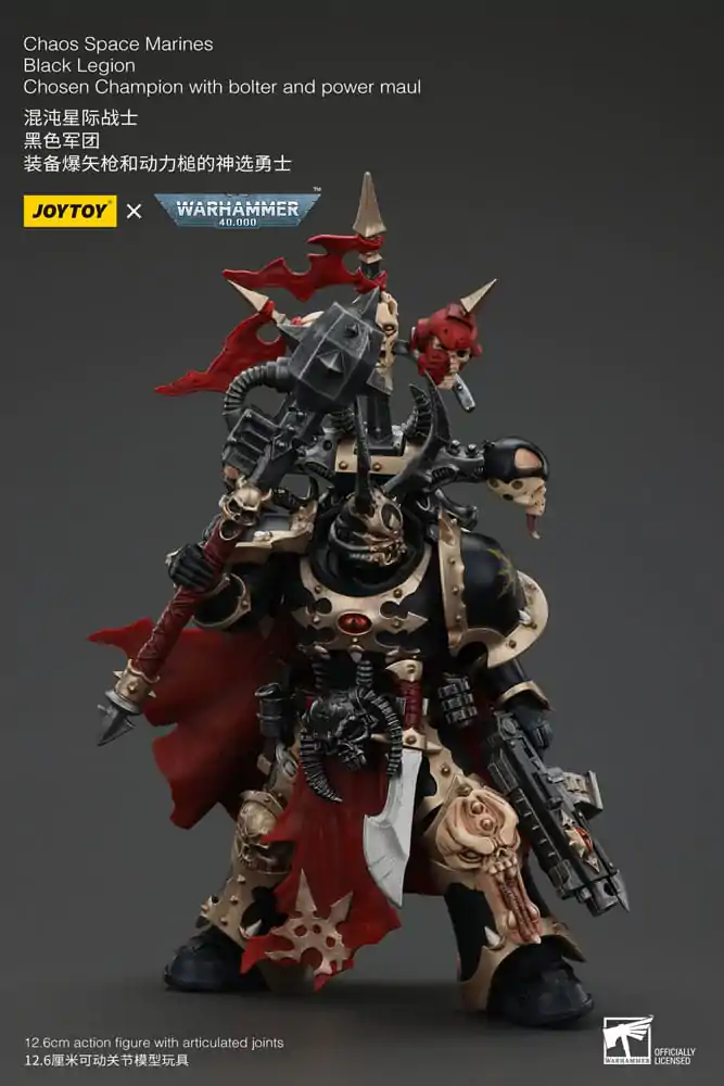 Figurină de acțiune Warhammer 40k Chaos Space Marines Black Legion Chosen Champion cu bolter și power maul 20 cm poza produsului