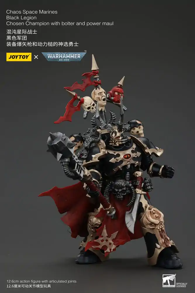 Figurină de acțiune Warhammer 40k Chaos Space Marines Black Legion Chosen Champion cu bolter și power maul 20 cm poza produsului