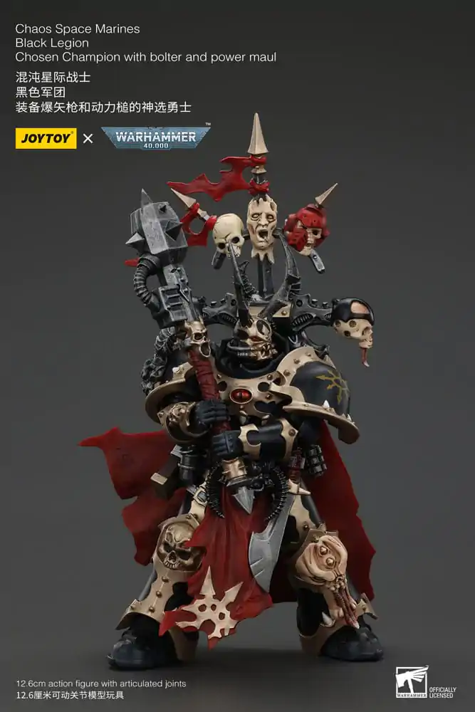 Figurină de acțiune Warhammer 40k Chaos Space Marines Black Legion Chosen Champion cu bolter și power maul 20 cm poza produsului