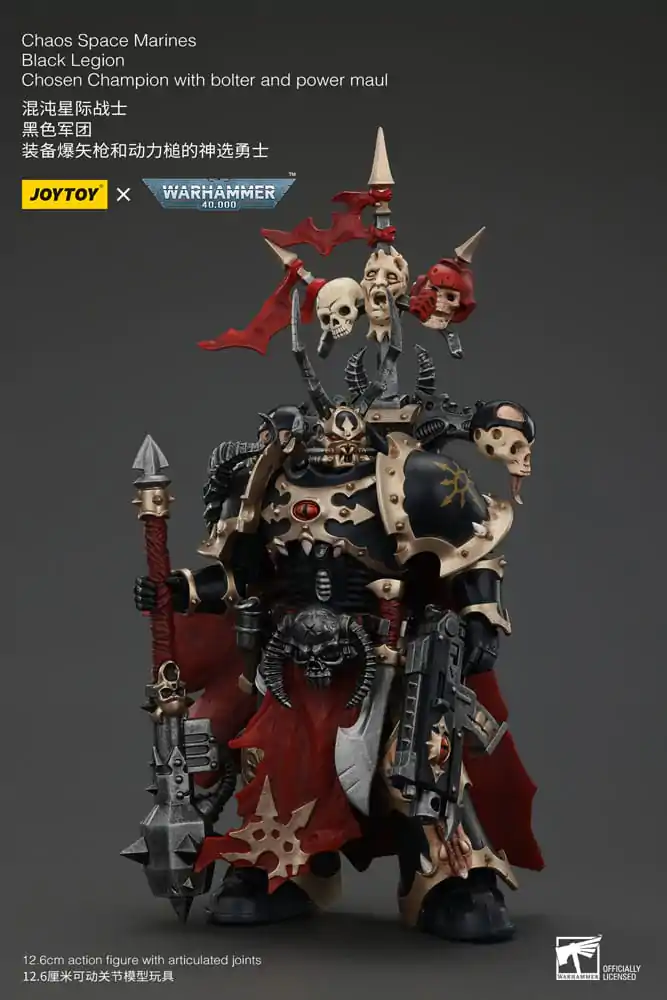 Figurină de acțiune Warhammer 40k Chaos Space Marines Black Legion Chosen Champion cu bolter și power maul 20 cm poza produsului