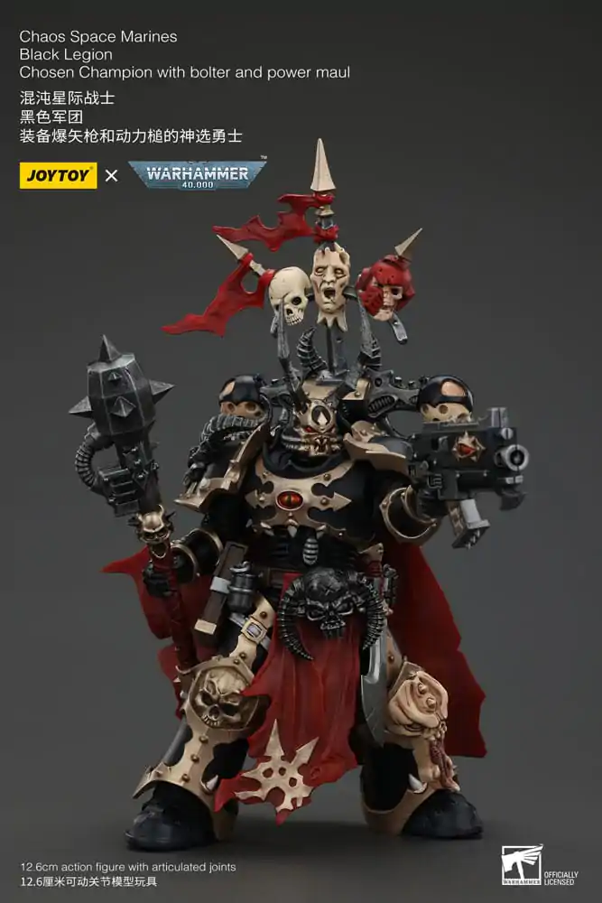 Figurină de acțiune Warhammer 40k Chaos Space Marines Black Legion Chosen Champion cu bolter și power maul 20 cm poza produsului