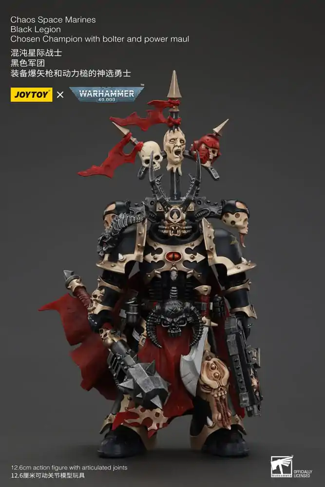 Figurină de acțiune Warhammer 40k Chaos Space Marines Black Legion Chosen Champion cu bolter și power maul 20 cm poza produsului