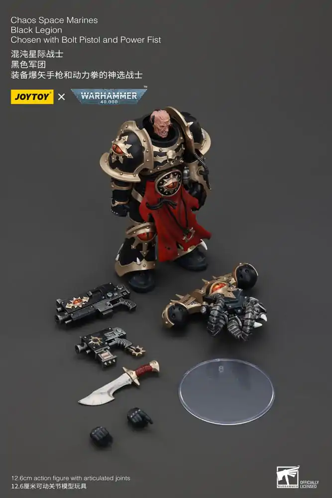 Figurină Acțiune Warhammer 40k Chaos Space Marines Black Legion Chosen cu Pistol Bolt și Pumn Energetic 20 cm poza produsului