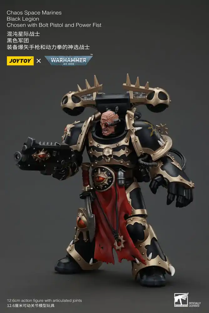 Figurină Acțiune Warhammer 40k Chaos Space Marines Black Legion Chosen cu Pistol Bolt și Pumn Energetic 20 cm poza produsului