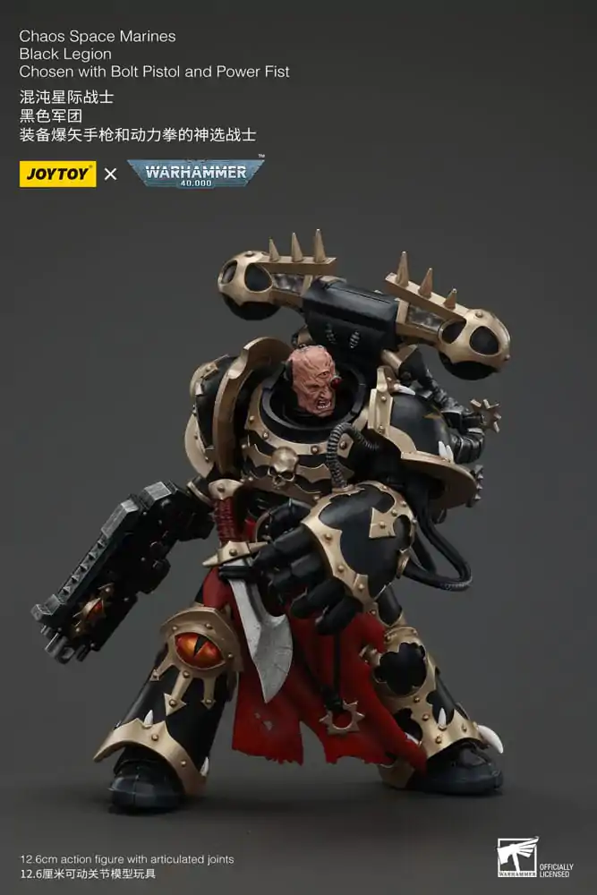 Figurină Acțiune Warhammer 40k Chaos Space Marines Black Legion Chosen cu Pistol Bolt și Pumn Energetic 20 cm poza produsului