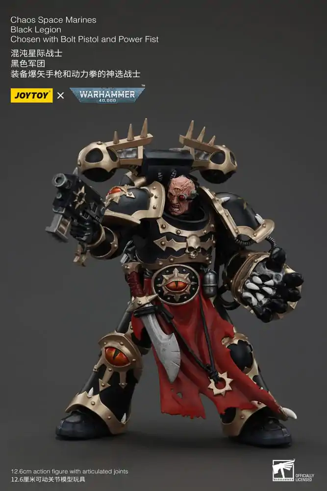 Figurină Acțiune Warhammer 40k Chaos Space Marines Black Legion Chosen cu Pistol Bolt și Pumn Energetic 20 cm poza produsului