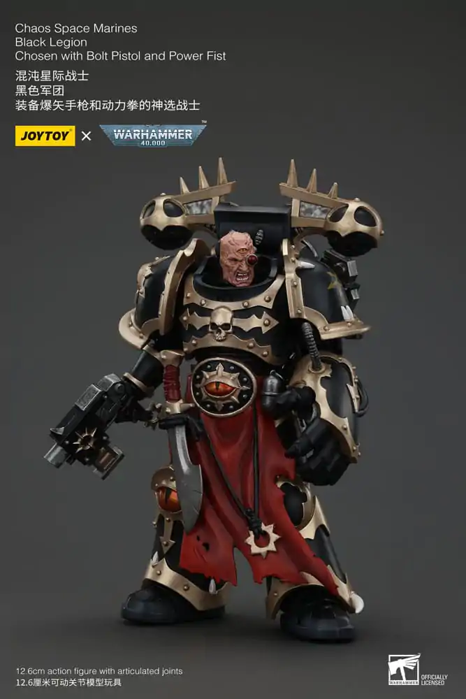 Figurină Acțiune Warhammer 40k Chaos Space Marines Black Legion Chosen cu Pistol Bolt și Pumn Energetic 20 cm poza produsului