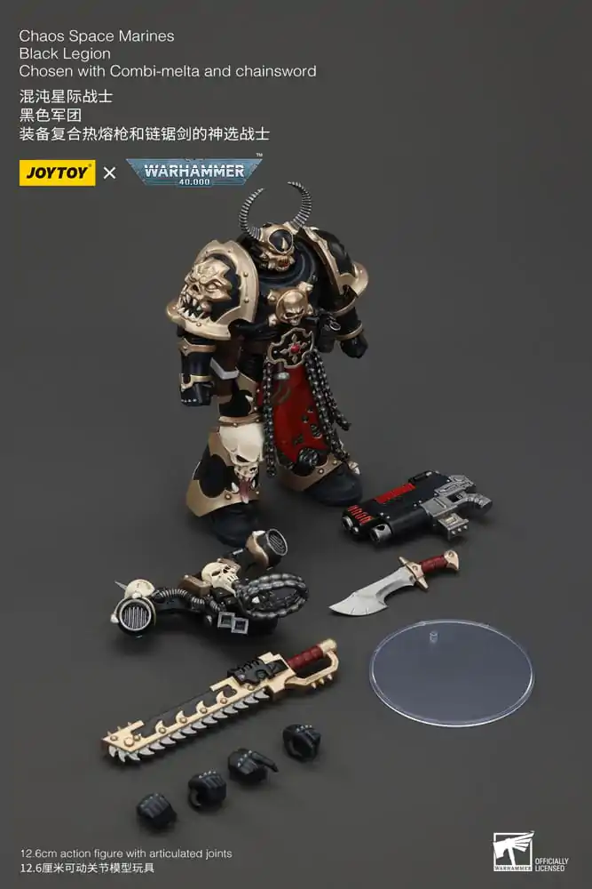 Figurină de acțiune Warhammer 40k Chaos Space Marines Black Legion Chosen cu Combi-melta și sabie-lanț 20 cm poza produsului