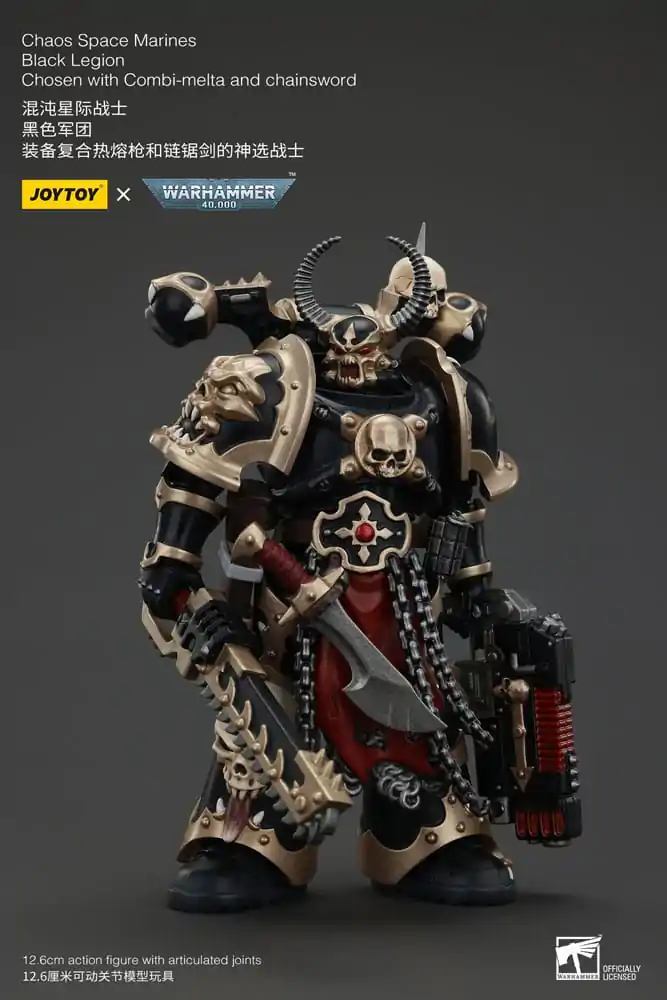 Figurină de acțiune Warhammer 40k Chaos Space Marines Black Legion Chosen cu Combi-melta și sabie-lanț 20 cm poza produsului