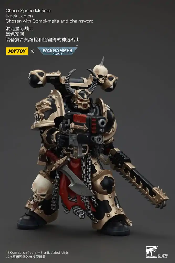 Figurină de acțiune Warhammer 40k Chaos Space Marines Black Legion Chosen cu Combi-melta și sabie-lanț 20 cm poza produsului