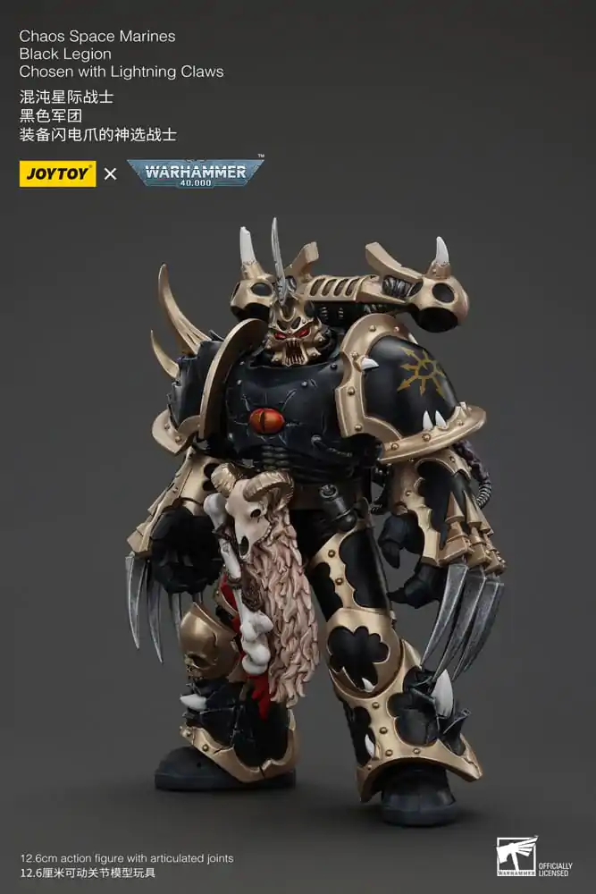 Figurină de Acțiune Warhammer 40k Chaos Space Marines Black Legion Chosen cu Lightning Claws 20 cm poza produsului