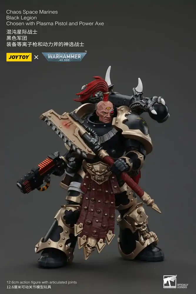 Figurină de acțiune Warhammer 40k Chaos Space Marines Legiunea Neagră Aleși cu Pistol cu plasmă și Topor energetic 20 cm poza produsului