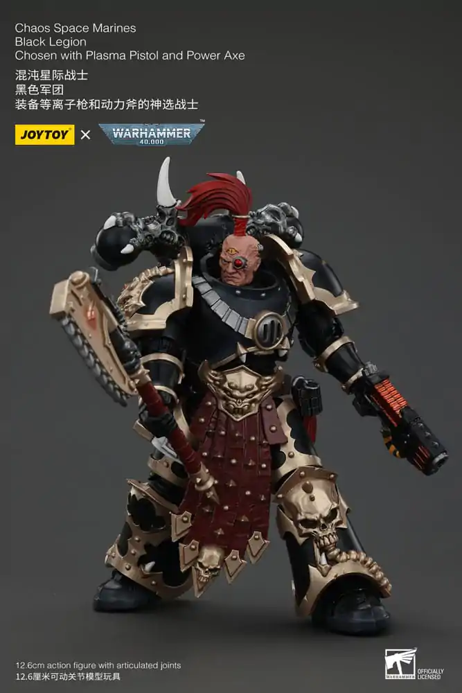 Figurină de acțiune Warhammer 40k Chaos Space Marines Legiunea Neagră Aleși cu Pistol cu plasmă și Topor energetic 20 cm poza produsului