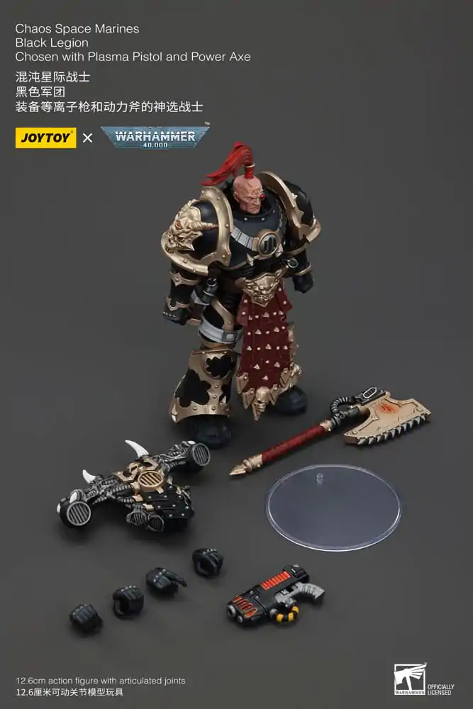 Figurină de acțiune Warhammer 40k Chaos Space Marines Legiunea Neagră Aleși cu Pistol cu plasmă și Topor energetic 20 cm poza produsului