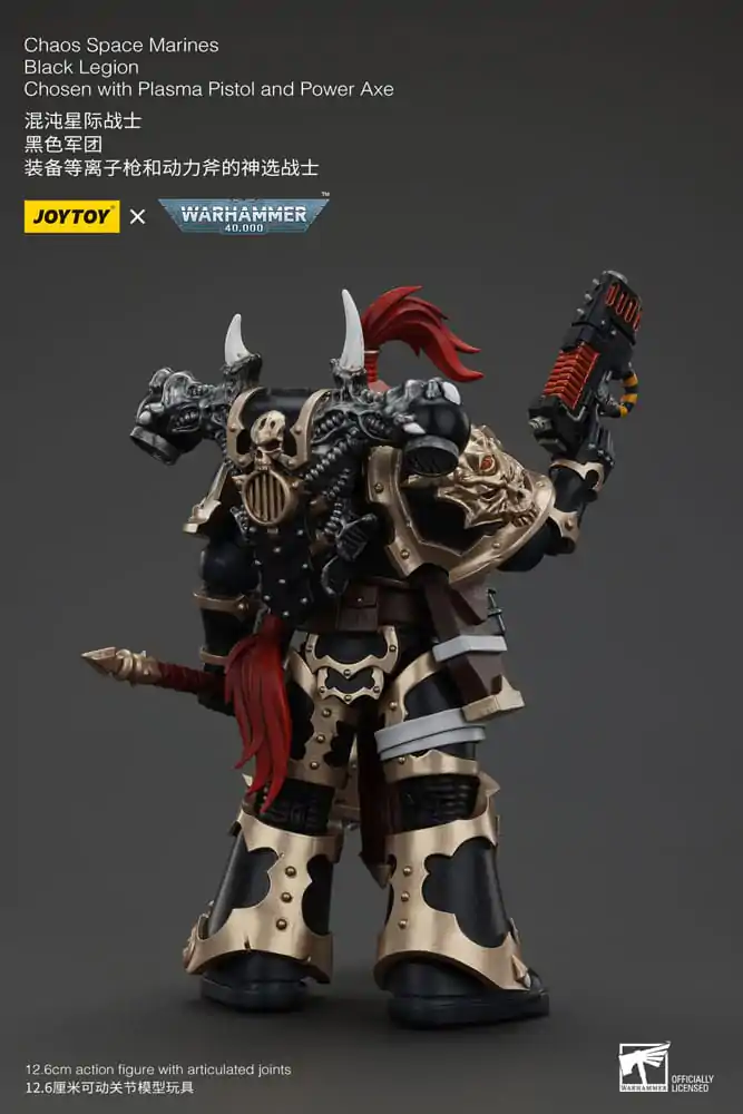 Figurină de acțiune Warhammer 40k Chaos Space Marines Legiunea Neagră Aleși cu Pistol cu plasmă și Topor energetic 20 cm poza produsului