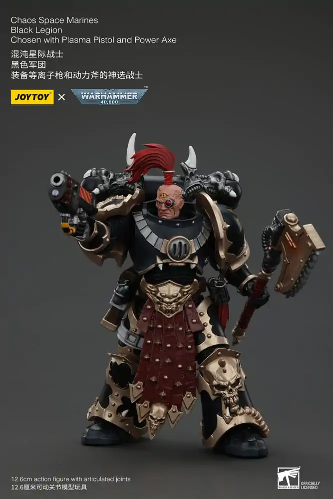 Figurină de acțiune Warhammer 40k Chaos Space Marines Legiunea Neagră Aleși cu Pistol cu plasmă și Topor energetic 20 cm poza produsului