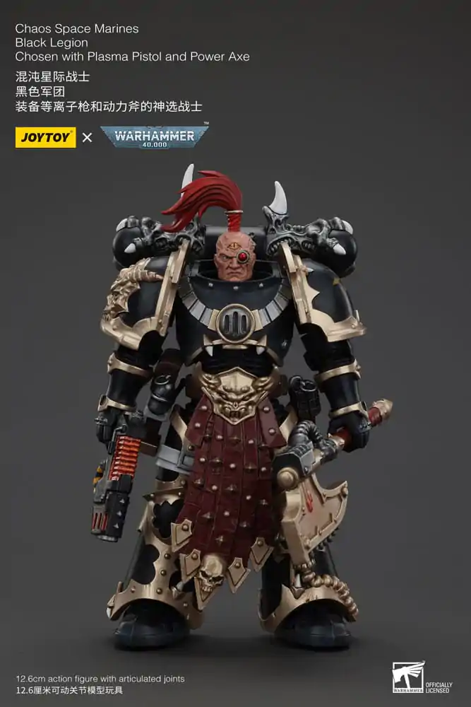 Figurină de acțiune Warhammer 40k Chaos Space Marines Legiunea Neagră Aleși cu Pistol cu plasmă și Topor energetic 20 cm poza produsului