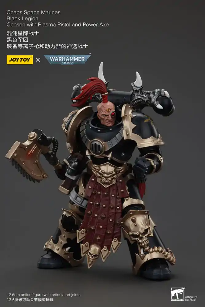 Figurină de acțiune Warhammer 40k Chaos Space Marines Legiunea Neagră Aleși cu Pistol cu plasmă și Topor energetic 20 cm poza produsului