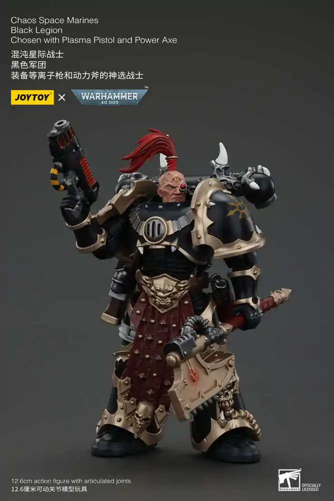 Figurină de acțiune Warhammer 40k Chaos Space Marines Legiunea Neagră Aleși cu Pistol cu plasmă și Topor energetic 20 cm poza produsului