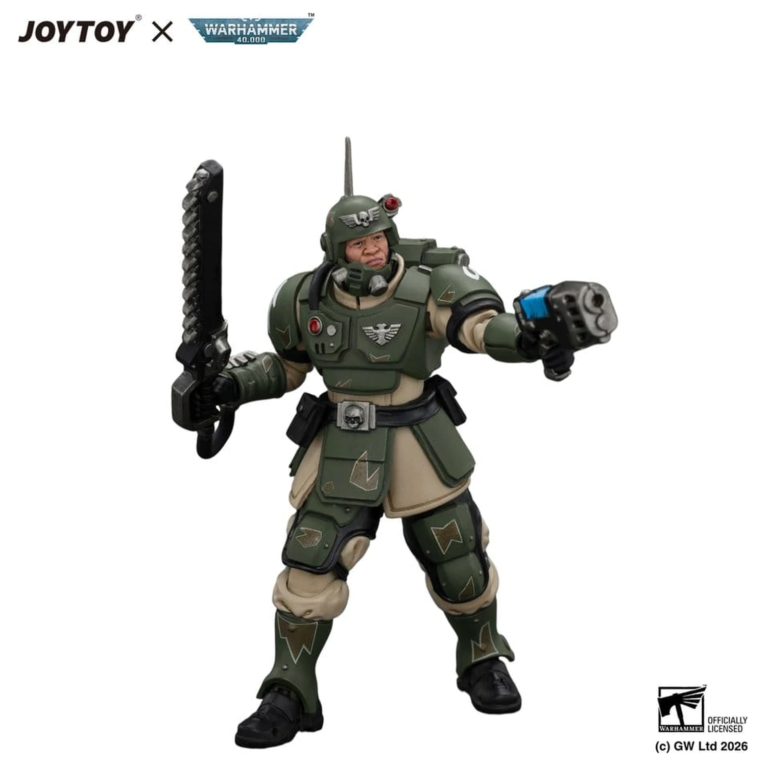 Figurina de acțiune Warhammer Astra Militarum Kasrkin 1 cu Chainsword și Plasma Pistol poza produsului