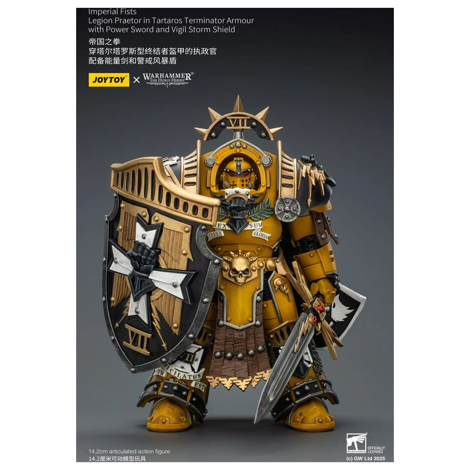 Warhammer Imperial Fists Action Figure Legion Praetor in Tartaros Terminator Armour with Power Sword and Vigil Storm Shield 14 cm poza produsului